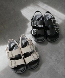 Reurie' | ダブルベルトフラットサンダル / double belt flat sandal(サンダル)