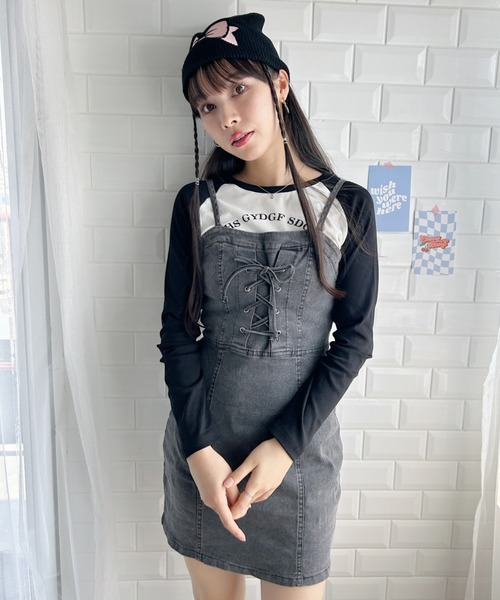 Loueme（ルエム）の「レースアップデニムミニキャミワンピース（ワンピース・レディース・ブラック/ブルー・FREE）」の15枚目の写真