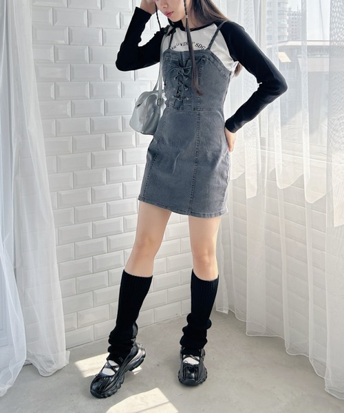 Loueme（ルエム）の「レースアップデニムミニキャミワンピース（ワンピース・レディース・ブラック/ブルー・FREE）」の17枚目の写真