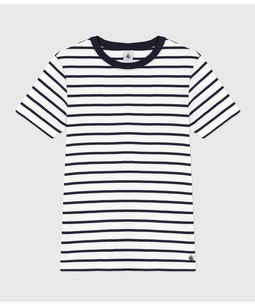 PETIT BATEAU(プチバトー)の「マリニエールクルーネック半袖Tシャツ(Tシャツ/カットソー・レディース・ライトブルー/ホワイト×ネイビー・XX-SMALL/X-SMALL/SMALL/MEDIUM/LARGE)」の2枚目の写真