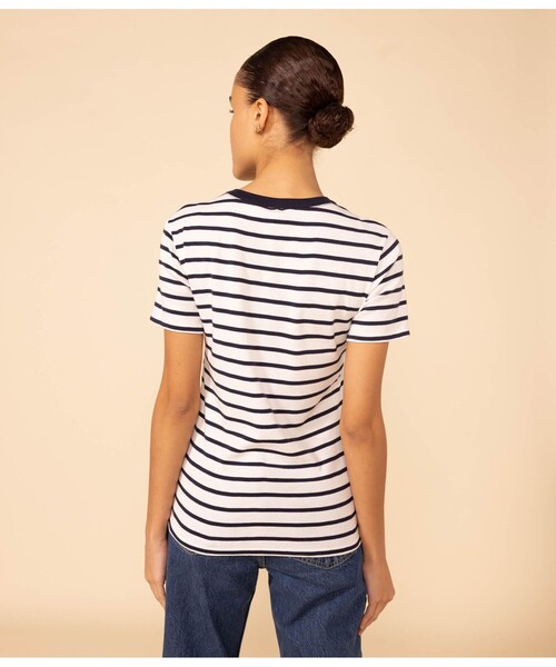 PETIT BATEAU(プチバトー)の「マリニエールクルーネック半袖Tシャツ(Tシャツ/カットソー・レディース・ライトブルー/ホワイト×ネイビー・XX-SMALL/X-SMALL/SMALL/MEDIUM/LARGE)」の11枚目の写真