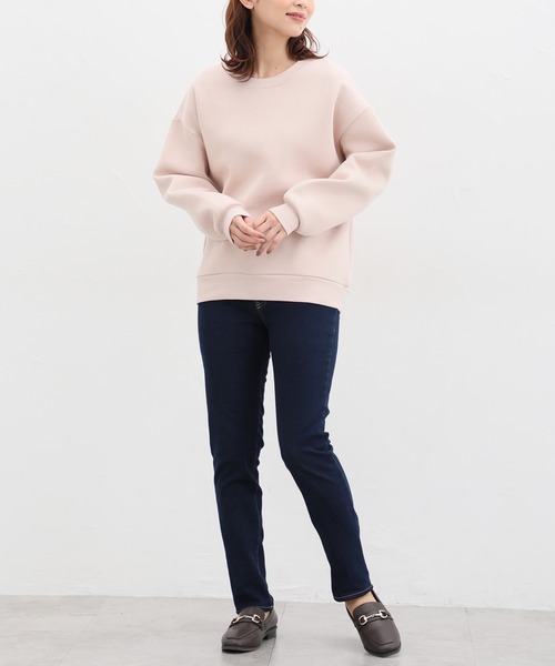 Honeys（ハニーズ）の「裏起毛ゆるスウェット（スウェット・レディース・アイボリー/スミクロ/杢グレー/イエロー/ブラック/ネイビー/ミント/ピンク/ベージュ・3L/LL/M/S/L）」の18枚目の写真