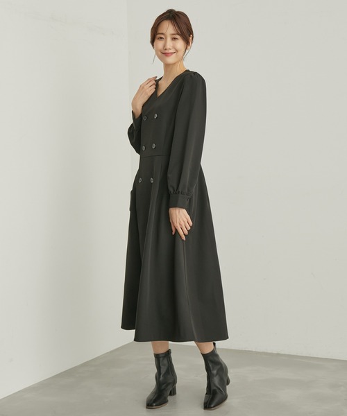 ROPE' PICNIC（ロペピクニック）の「トレンチ風ワンピース（ワンピース・レディース・ブラック/ベージュ系その他・36/38）」の4枚目の写真