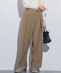 【ボディラインを拾わない】楽々スラックスタックハイウエストパンツ《手洗い可能》