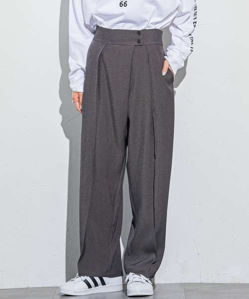 VICKY（ビッキー）の「【ボディラインを拾わない】楽々スラックスタックハイウエストパンツ《手洗い可能》（スラックス・レディース・ブラック/ベージュ/グレー・M）」の3枚目の写真