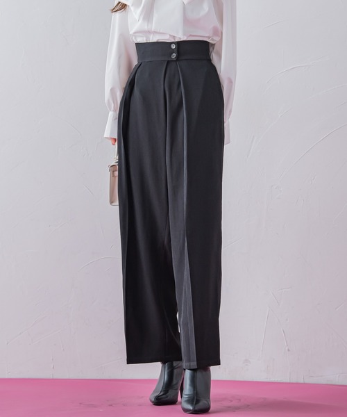 VICKY（ビッキー）の「【ボディラインを拾わない】楽々スラックスタックハイウエストパンツ《手洗い可能》（スラックス・レディース・ブラック/ベージュ/グレー・M）」の9枚目の写真