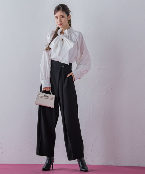 VICKY（ビッキー）の「【ボディラインを拾わない】楽々スラックスタックハイウエストパンツ《手洗い可能》（スラックス・レディース・ブラック/ベージュ/グレー・M）」の10枚目の写真