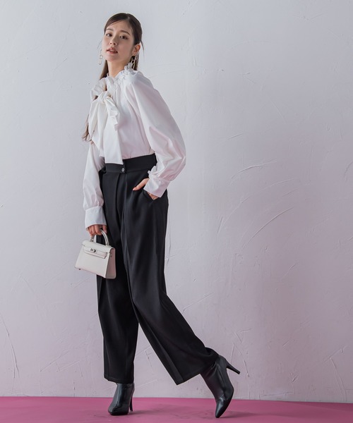 VICKY（ビッキー）の「【ボディラインを拾わない】楽々スラックスタックハイウエストパンツ《手洗い可能》（スラックス・レディース・ブラック/ベージュ/グレー・M）」の12枚目の写真