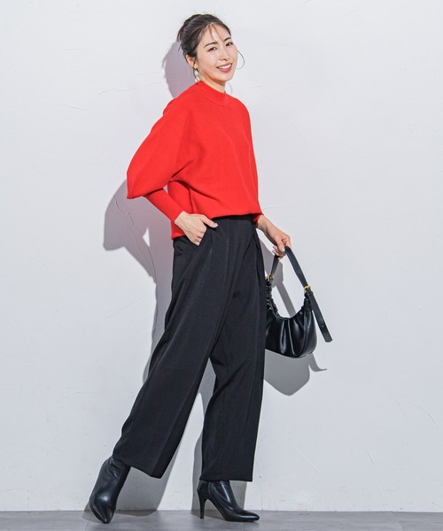 VICKY（ビッキー）の「【ボディラインを拾わない】楽々スラックスタックハイウエストパンツ《手洗い可能》（スラックス・レディース・ブラック/ベージュ/グレー・M）」の5枚目の写真