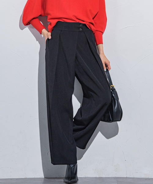 VICKY（ビッキー）の「【ボディラインを拾わない】楽々スラックスタックハイウエストパンツ《手洗い可能》（スラックス・レディース・ブラック/ベージュ/グレー・M）」の4枚目の写真