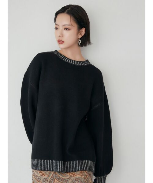 MURUA(ムルーア)の「サークルロゴチュニックニット【WEB限定】(ニット/セーター・レディース・ブラック/イエロー・FREE)」の4枚目の写真