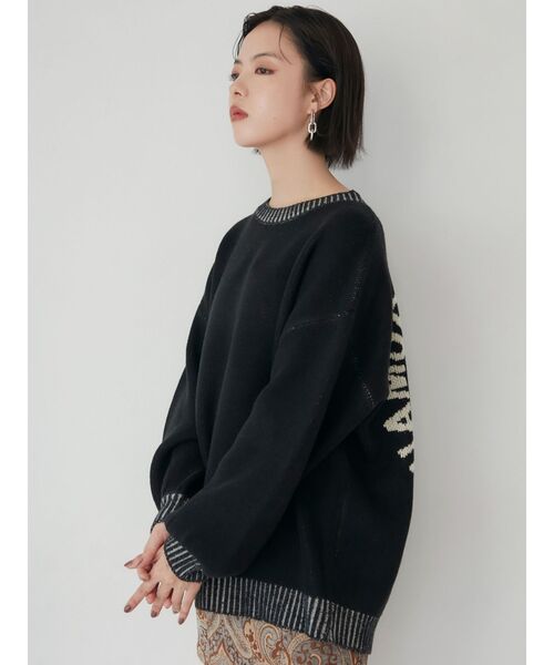 MURUA(ムルーア)の「サークルロゴチュニックニット【WEB限定】(ニット/セーター・レディース・ブラック/イエロー・FREE)」の5枚目の写真
