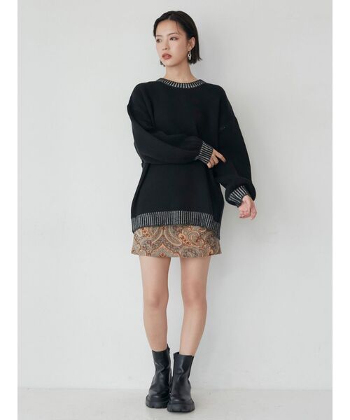 MURUA(ムルーア)の「サークルロゴチュニックニット【WEB限定】(ニット/セーター・レディース・ブラック/イエロー・FREE)」の7枚目の写真
