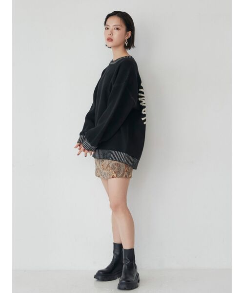 MURUA(ムルーア)の「サークルロゴチュニックニット【WEB限定】(ニット/セーター・レディース・ブラック/イエロー・FREE)」の8枚目の写真