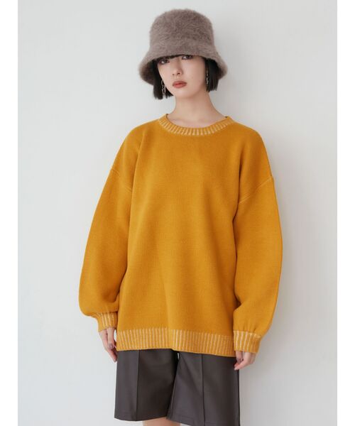 MURUA(ムルーア)の「サークルロゴチュニックニット【WEB限定】(ニット/セーター・レディース・ブラック/イエロー・FREE)」の9枚目の写真