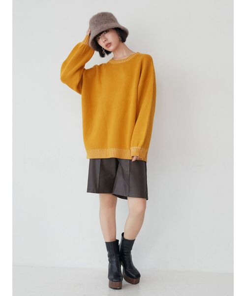 MURUA(ムルーア)の「サークルロゴチュニックニット【WEB限定】(ニット/セーター・レディース・ブラック/イエロー・FREE)」の12枚目の写真