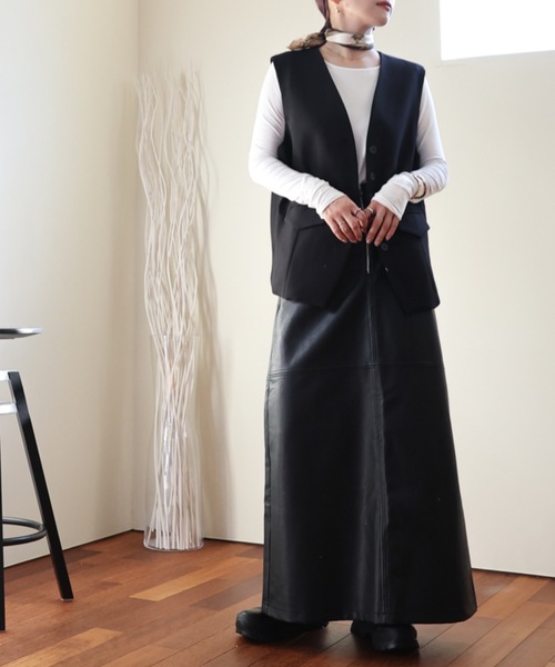 ULEULA(ウルア)の「ノーカラーベスト(ベスト・レディース・ブラック/アイボリー・FREE)」の15枚目の写真