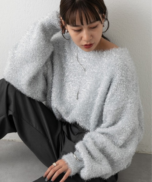 新品♡ミストレアス♡ロングシャギーニットアンサンブル♡グレー 新品♡ミストレアス♡ロングシャギーニットアンサンブル♡グレー
