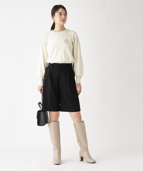 index(インデックス)の「◆エンブレム刺繍 コンパクトデザインニット【洗濯機洗い可】(ニット/セーター・レディース・ブラック/ライトグレー/オフホワイト・40/36/38/42)」の13枚目の写真