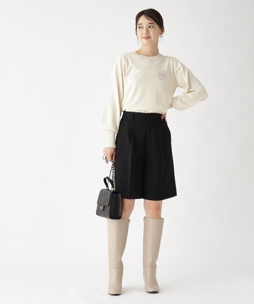 index(インデックス)の「◆エンブレム刺繍 コンパクトデザインニット【洗濯機洗い可】(ニット/セーター・レディース・ブラック/ライトグレー/オフホワイト・40/36/38/42)」の14枚目の写真