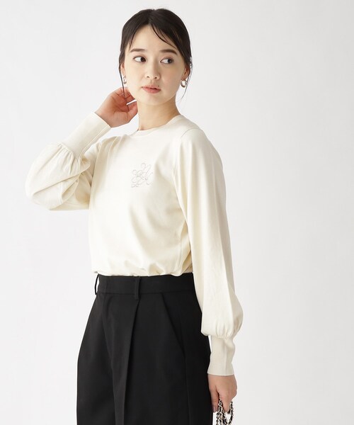 index(インデックス)の「◆エンブレム刺繍 コンパクトデザインニット【洗濯機洗い可】(ニット/セーター・レディース・ブラック/ライトグレー/オフホワイト・40/36/38/42)」の15枚目の写真