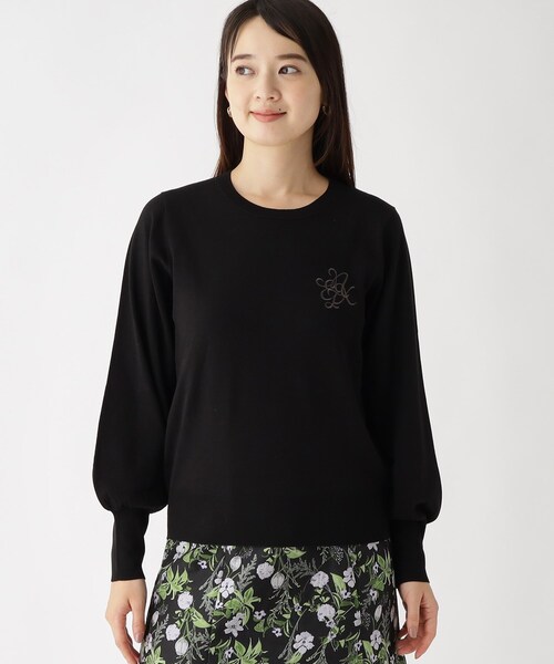 index(インデックス)の「◆エンブレム刺繍 コンパクトデザインニット【洗濯機洗い可】(ニット/セーター・レディース・ブラック/ライトグレー/オフホワイト・40/36/38/42)」の9枚目の写真