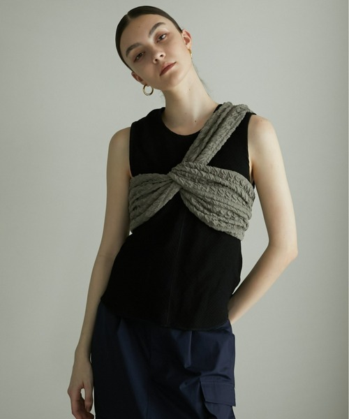 LA PEAU DE GEM シャイニングフェザーニットキャミ キャミソール 「LA