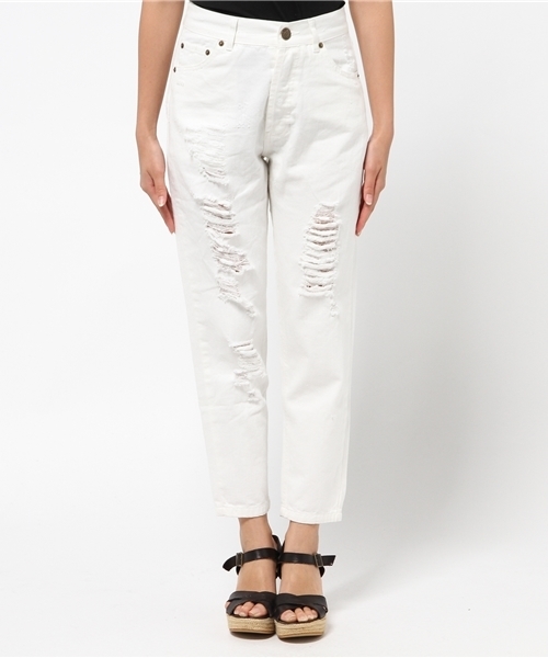 mystic（ミスティック）の「ダメージデニムテーパード（デニムパンツ・レディース・ホワイト/ブルー・2/1）」の3枚目の写真