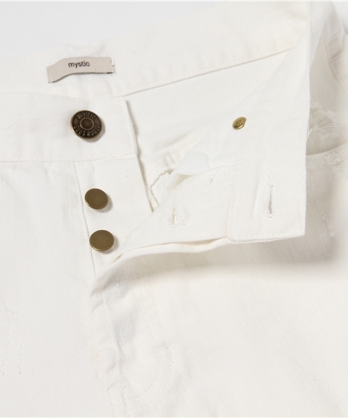 mystic（ミスティック）の「ダメージデニムテーパード（デニムパンツ・レディース・ホワイト/ブルー・2/1）」の10枚目の写真