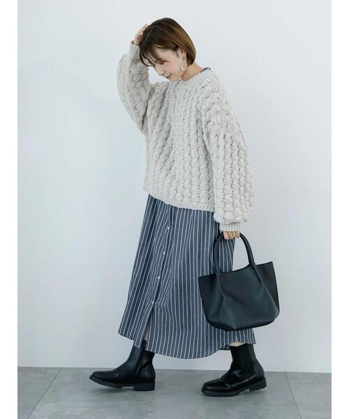 Samansa Mos2 blue（サマンサモスモスブルー）の「起毛ビエラアソートシャツワンピース（ワンピース・レディース・チャコールグレー/オフホワイト/ブルー・F）」の3枚目の写真