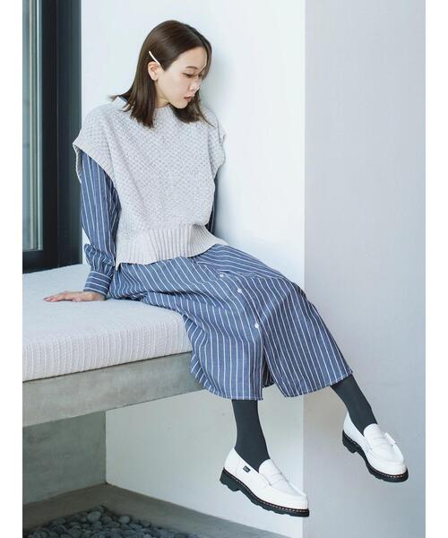 Samansa Mos2 blue（サマンサモスモスブルー）の「起毛ビエラアソートシャツワンピース（ワンピース・レディース・チャコールグレー/オフホワイト/ブルー・F）」の9枚目の写真