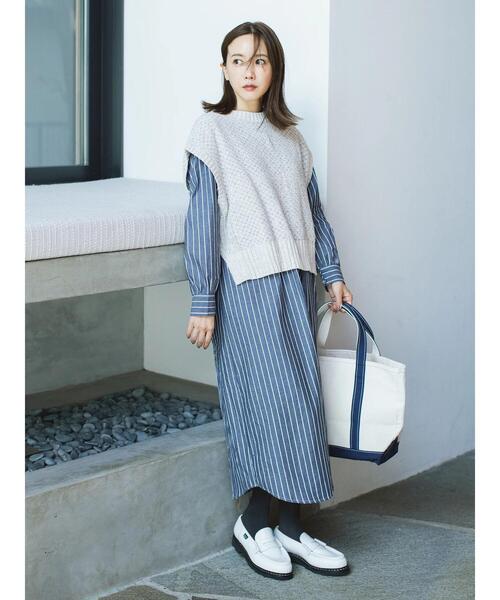 Samansa Mos2 blue（サマンサモスモスブルー）の「起毛ビエラアソートシャツワンピース（ワンピース・レディース・チャコールグレー/オフホワイト/ブルー・F）」の10枚目の写真