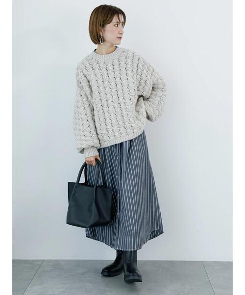 Samansa Mos2 blue（サマンサモスモスブルー）の「起毛ビエラアソートシャツワンピース（ワンピース・レディース・チャコールグレー/オフホワイト/ブルー・F）」の11枚目の写真