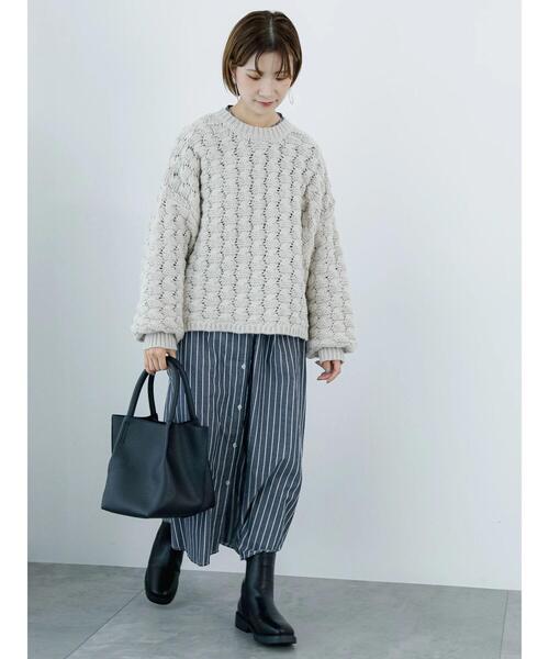 Samansa Mos2 blue（サマンサモスモスブルー）の「起毛ビエラアソートシャツワンピース（ワンピース・レディース・チャコールグレー/オフホワイト/ブルー・F）」の12枚目の写真