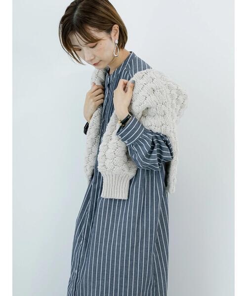 Samansa Mos2 blue（サマンサモスモスブルー）の「起毛ビエラアソートシャツワンピース（ワンピース・レディース・チャコールグレー/オフホワイト/ブルー・F）」の14枚目の写真