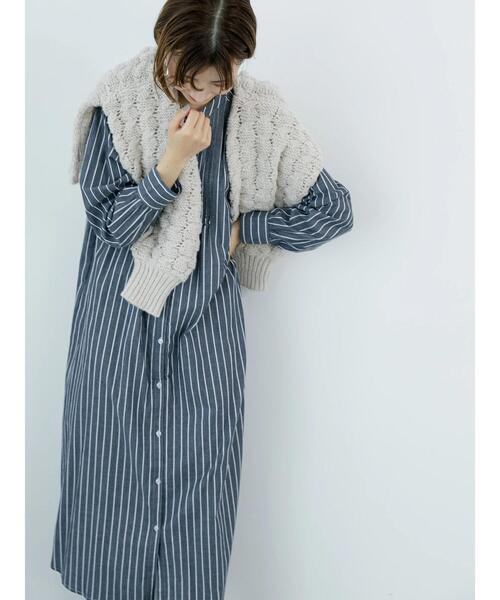 Samansa Mos2 blue（サマンサモスモスブルー）の「起毛ビエラアソートシャツワンピース（ワンピース・レディース・チャコールグレー/オフホワイト/ブルー・F）」の16枚目の写真