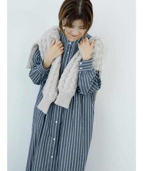 Samansa Mos2 blue（サマンサモスモスブルー）の「起毛ビエラアソートシャツワンピース（ワンピース・レディース・チャコールグレー/オフホワイト/ブルー・F）」の17枚目の写真