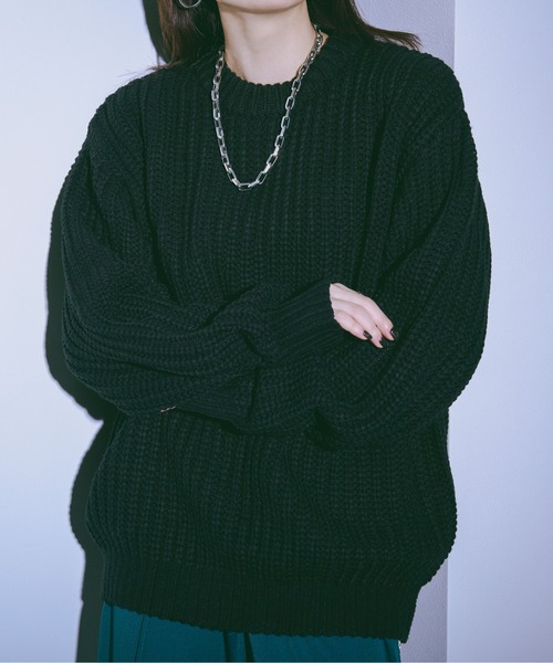 Ellno Loset(エルノロゼット)の「ルーズニットプルオーバー(ニット/セーター・メンズ・ブラック/グレー/レッド・SMALL/MEDIUM/LARGE)」の8枚目の写真