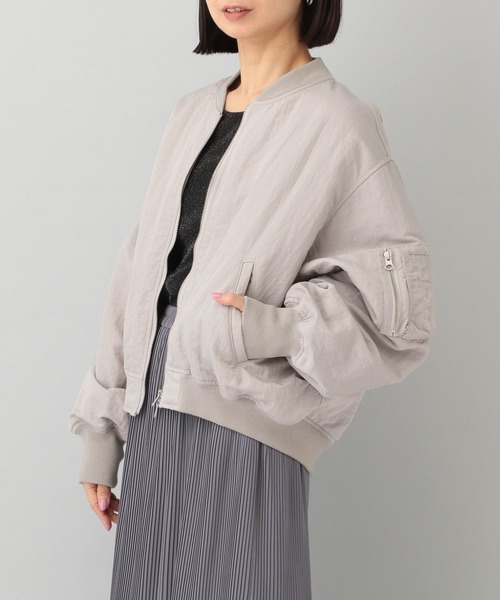 A part by（アパートバイ）の「ショートMA-1（MA-1・レディース・ライトグレー/ライトベージュ/チャコールグレー・FREE）」の4枚目の写真