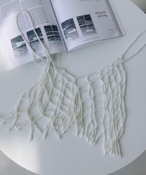 AS KNOW AS plus（アズノゥアズプラス）の「◎パールビーズビスチェ（キャミソール・レディース・ホワイト/ブラック/ホワイト系その他/ブラック系その他・FREE）」の6枚目の写真