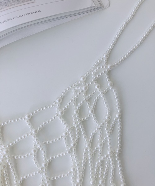 AS KNOW AS plus（アズノゥアズプラス）の「◎パールビーズビスチェ（キャミソール・レディース・ホワイト/ブラック/ホワイト系その他/ブラック系その他・FREE）」の7枚目の写真