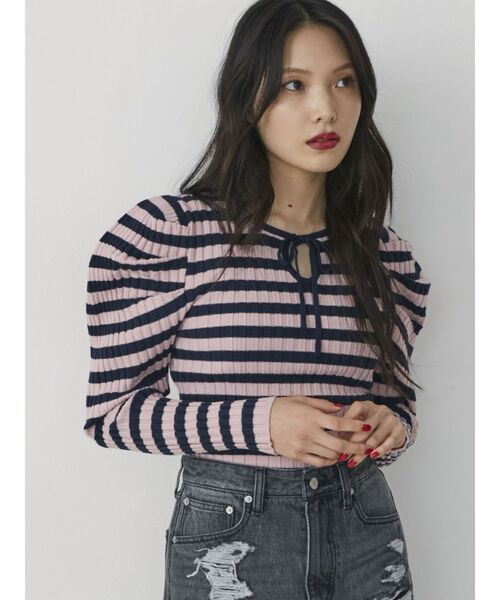 jouetie(ジュエティ)の「フロントリボンニット(ニット/セーター・レディース・ブラック/ピンク/アイボリー・MEDIUM)」の14枚目の写真