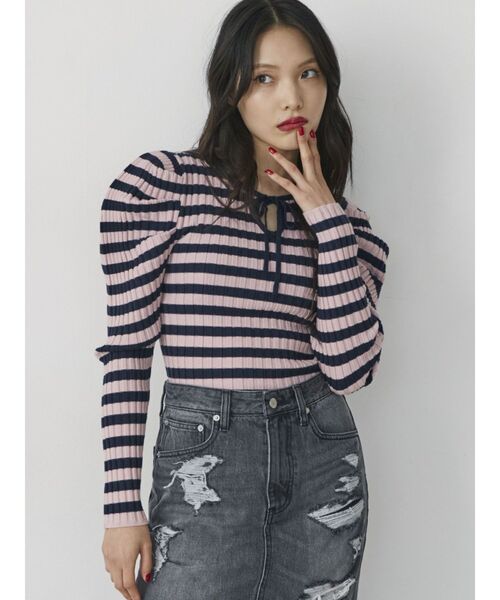 jouetie(ジュエティ)の「フロントリボンニット(ニット/セーター・レディース・ブラック/ピンク/アイボリー・MEDIUM)」の18枚目の写真