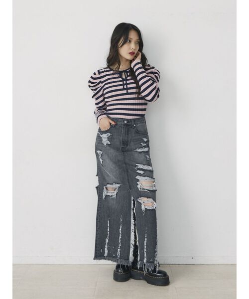 jouetie(ジュエティ)の「フロントリボンニット(ニット/セーター・レディース・ブラック/ピンク/アイボリー・MEDIUM)」の19枚目の写真