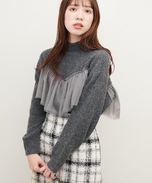 natural couture(ナチュラルクチュール)の「フリルチュールデザインニット(ニット/セーター・レディース・ベージュ/チャコールグレー/ブルー/アイボリー・FREE)」の11枚目の写真