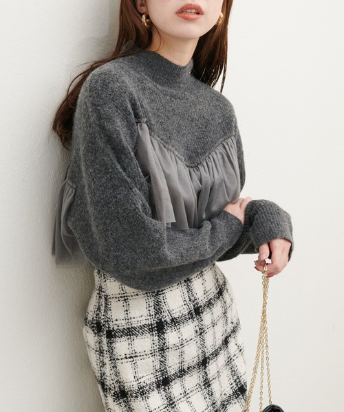 natural couture(ナチュラルクチュール)の「フリルチュールデザインニット(ニット/セーター・レディース・ベージュ/チャコールグレー/ブルー/アイボリー・FREE)」の9枚目の写真