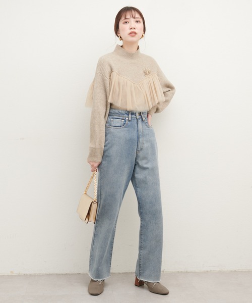 natural couture(ナチュラルクチュール)の「フリルチュールデザインニット(ニット/セーター・レディース・ベージュ/チャコールグレー/ブルー/アイボリー・FREE)」の16枚目の写真