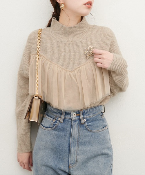 natural couture(ナチュラルクチュール)の「フリルチュールデザインニット(ニット/セーター・レディース・ベージュ/チャコールグレー/ブルー/アイボリー・FREE)」の14枚目の写真