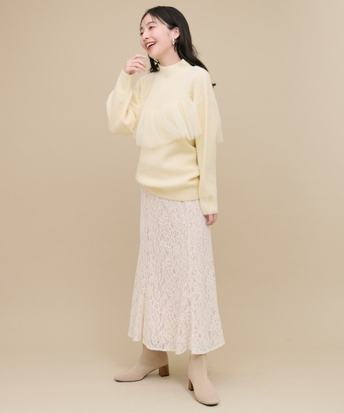 natural couture(ナチュラルクチュール)の「フリルチュールデザインニット(ニット/セーター・レディース・ベージュ/チャコールグレー/ブルー/アイボリー・FREE)」の8枚目の写真