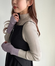 フィンガーホール付き袖ラメ配色リブニット【ZOZOTOWN限定アイテム】